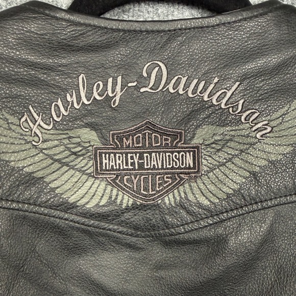 Harley Davidson Size XL Vest Black Moto Motorcycle Genuine Leather Lace Up Side - Picture 7 of 9
